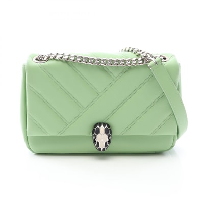 ブルガリ BVLGARI セルペンティ カボション ショルダーバッグ バッグ レザー レディース グリーン系 291089 【中古】