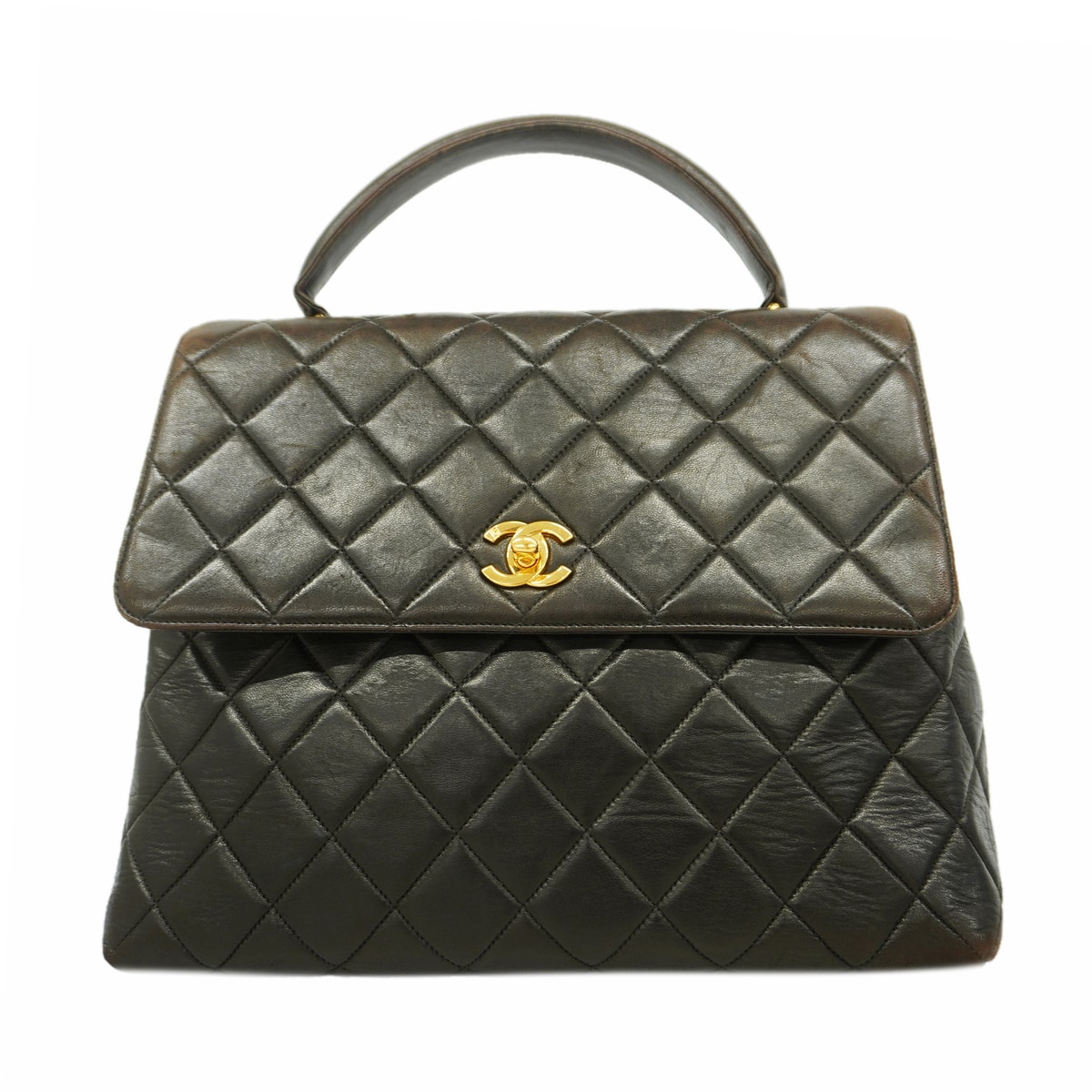 【6kb1566】シャネル ハンドバッグ マトラッセ ラムスキン ブラック ゴールド金具【中古】レディース