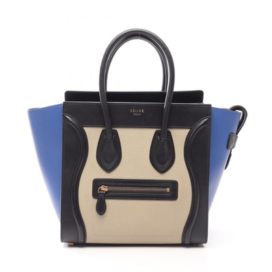 セリーヌ CELINE ラゲージ マイクロショッパー トートバッグ バッグ レザー レディース グレー系 / ベージュ系 / ブラック系 【中古】
