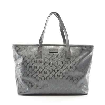 グッチ GUCCI GGインプリメ トートバッグ バッグ PVCコーティングキャンバス レザー レディース グレー系 211120 【中古】