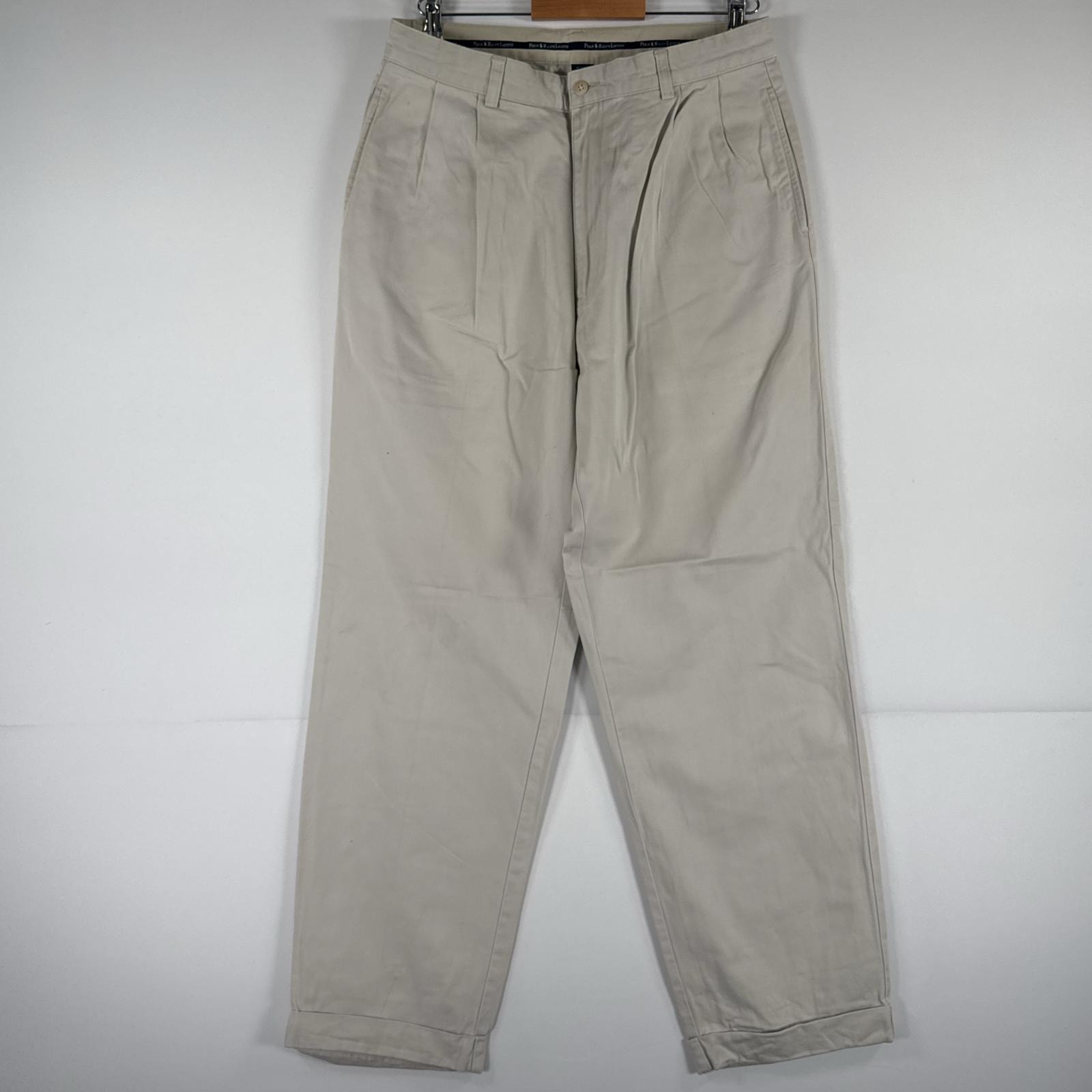 古着 ポロバイラルフローレン Polo by Ralph Lauren チノパンツ チノパン ワンポイント スラックス ポロチノ w33 L34  ベージュ メンズ