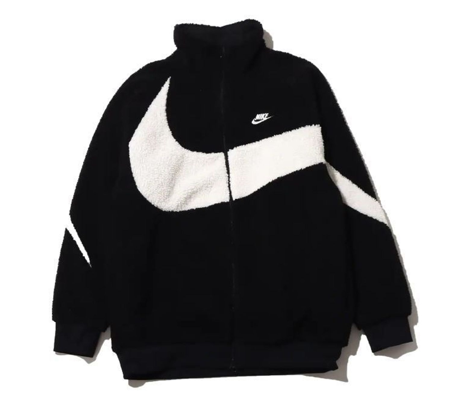 Nike Big Swoosh Reversible Boa Jacket "Black Sail"