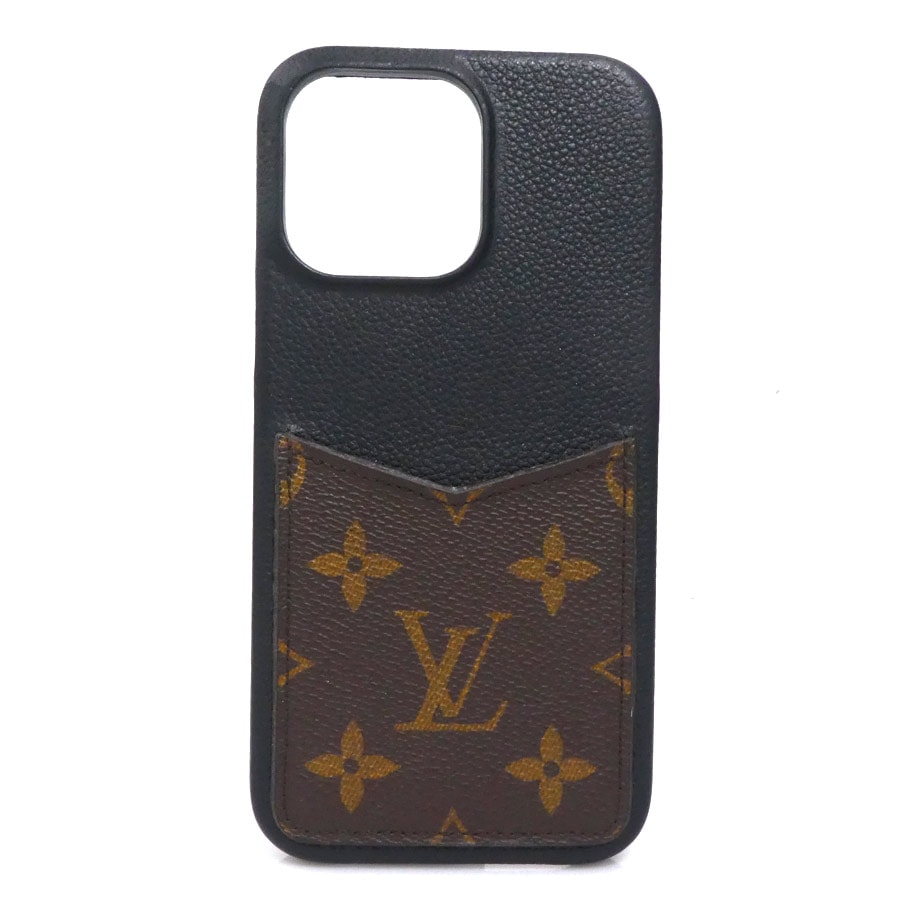 ルイ ヴィトン LOUIS VUITTON スマートフォンケース iPhone15 Pro Max IPHONE・バンパー 15 PRO MAX レザー ブラック×ブラウン ユニセックス M82888【中古】 h31918g