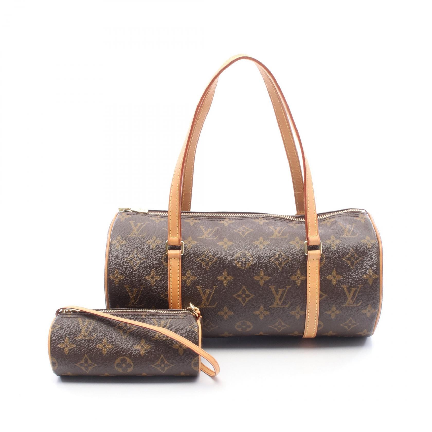ルイ・ヴィトン LOUIS VUITTON パピヨン30 ハンドバッグ バッグ PVCコーティングキャンバス レザー モノグラム レディース ブラウン系 M51385 【中古】