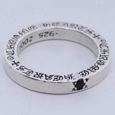 Chrome Hearts 3mm Spacer Ring Plain with Blue Sapphire "Silver"