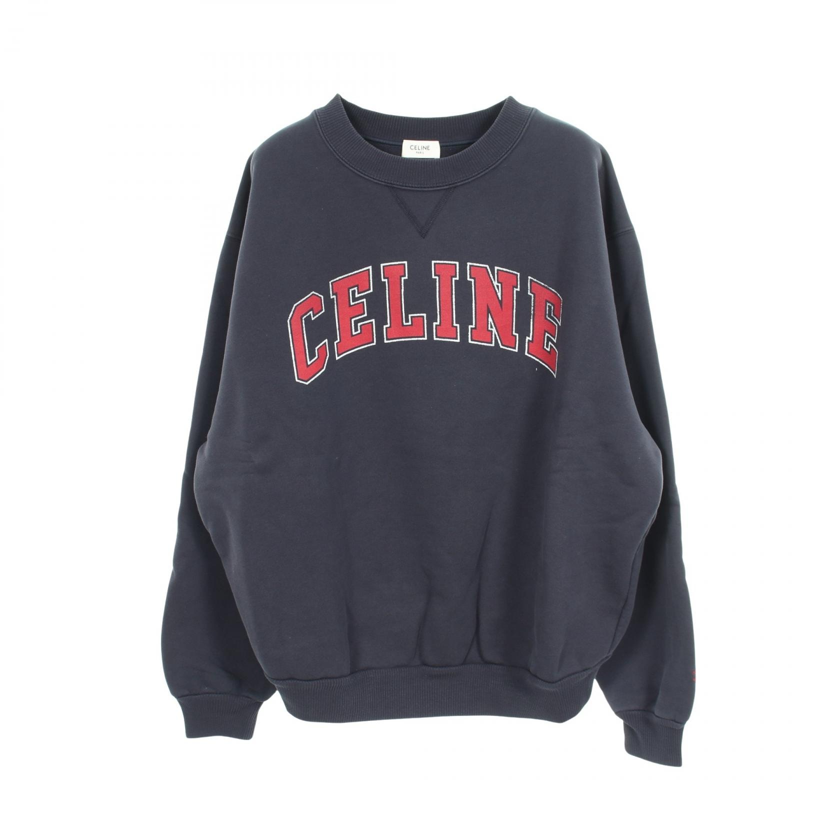 セリーヌ CELINE ロゴプリント スウェット 衣料品 トップス コットン レディース ネイビー系 RY0YH123307RVM 【新品】