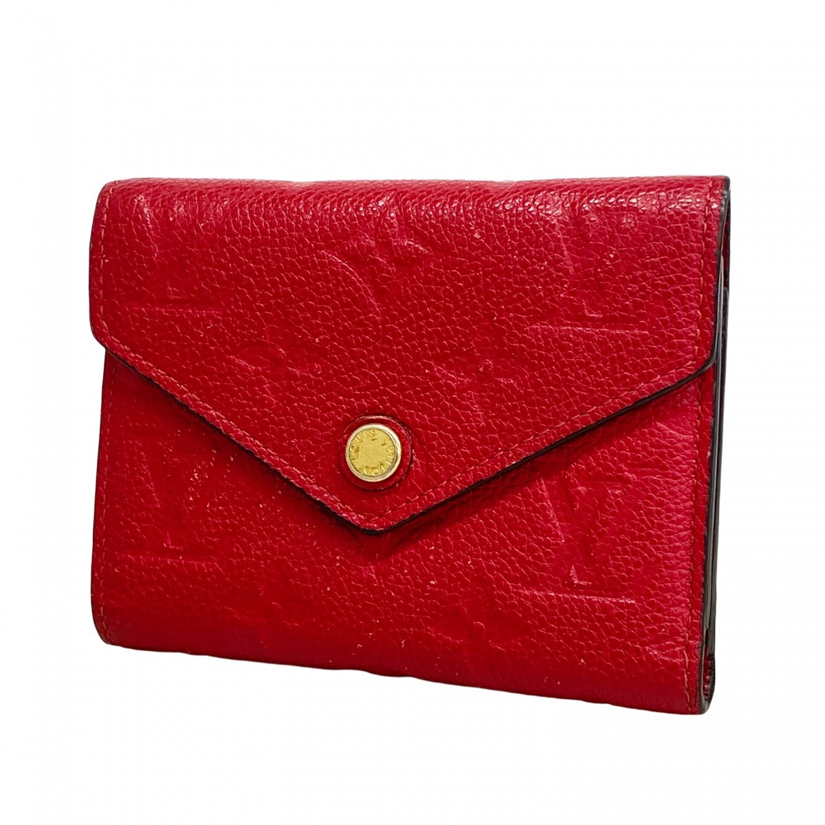 ★最終価格【6ce6006】ルイヴィトン 三つ折り財布 モノグラム・アンプラント ポルトフォイユ ヴィクトリーヌ M63701  スカーレット【中古】レディース