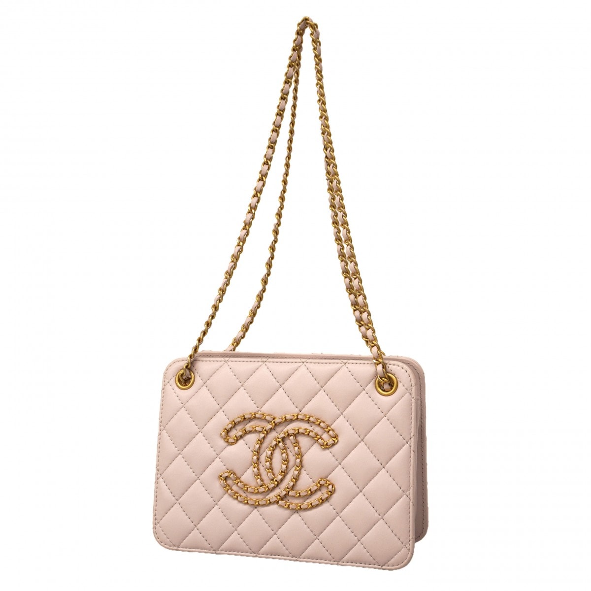 【6ce6257】シャネル チェーントート マトラッセ ラムスキン ライトパープル ゴールド金具【中古】レディース