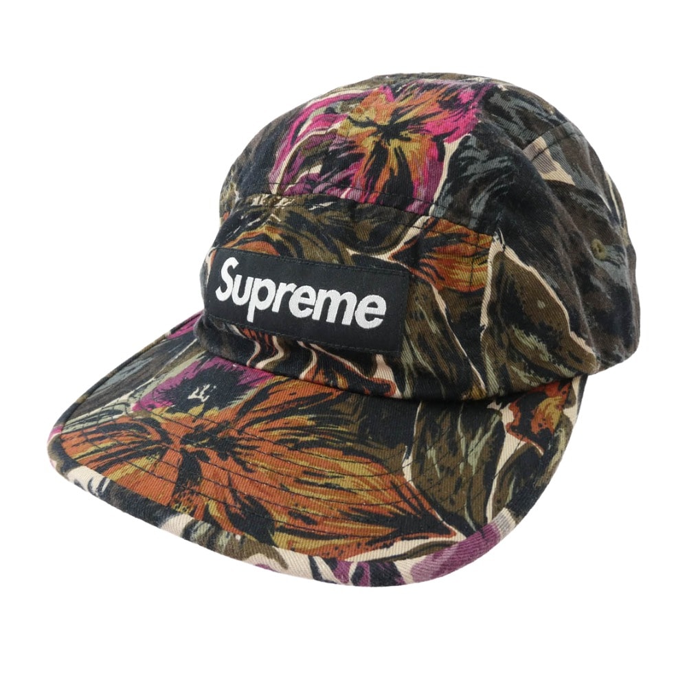 Supreme シュプリーム 帽子 17aw Painted Floral Camp Cap Olive フローラル キャンプ キャップ ブラック系 マルチカラー系【中古】