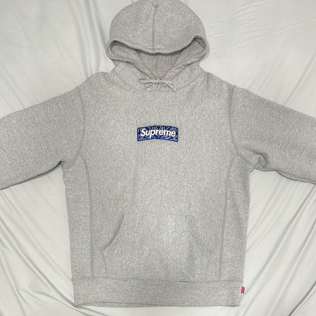 Supreme Bandana Box Logo Hooded Sweatshirt "Grey"
