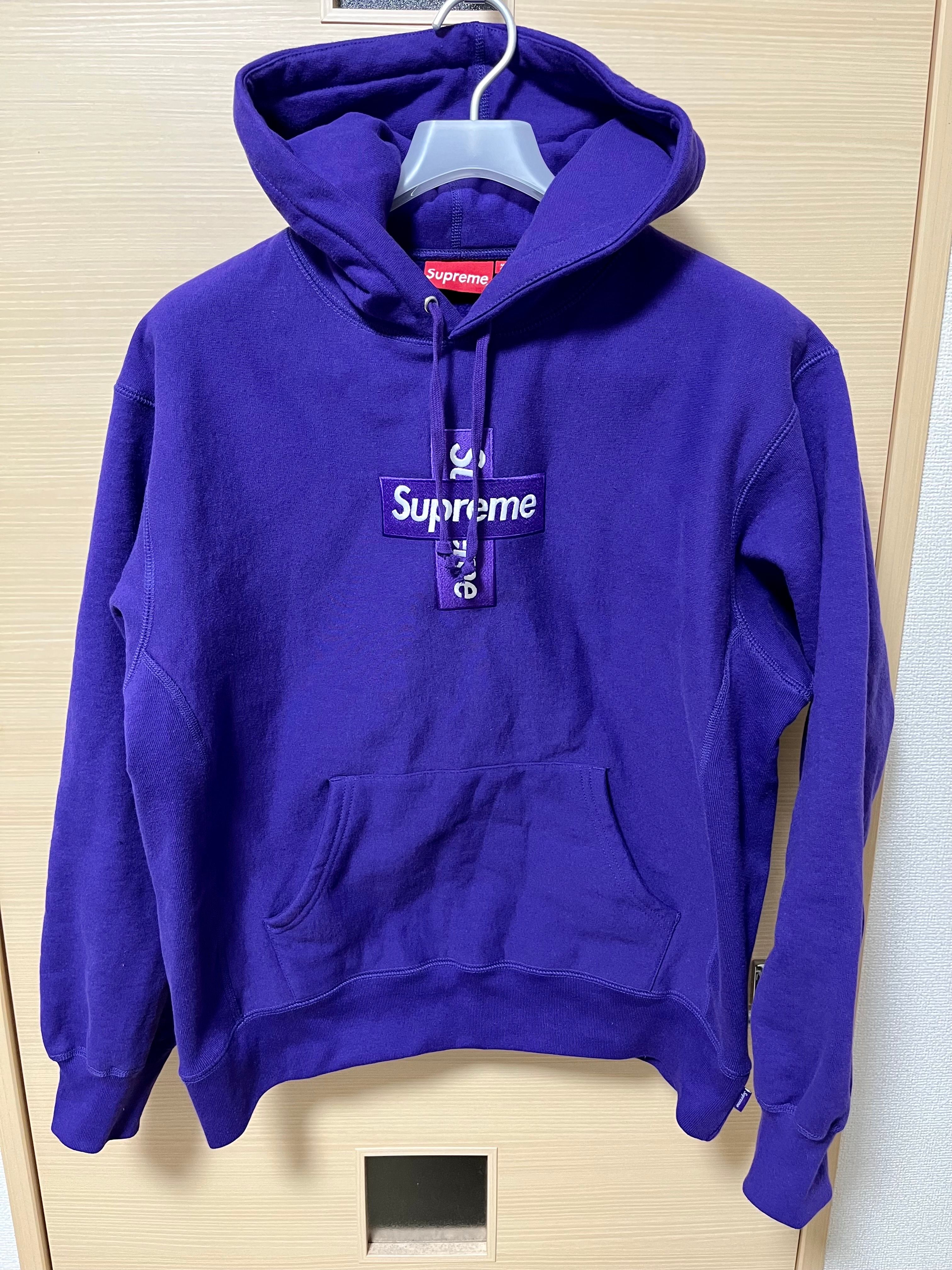 Supreme Cross Box Logo Hooded Sweatshirt "Purple"