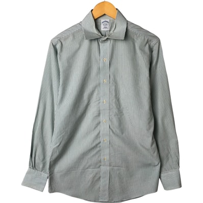 古着 ブルックスブラザーズ Brooks Brothers Est.1818 ワイドカラー 長袖 コットンストライプシャツ メンズM相当/eaa547008