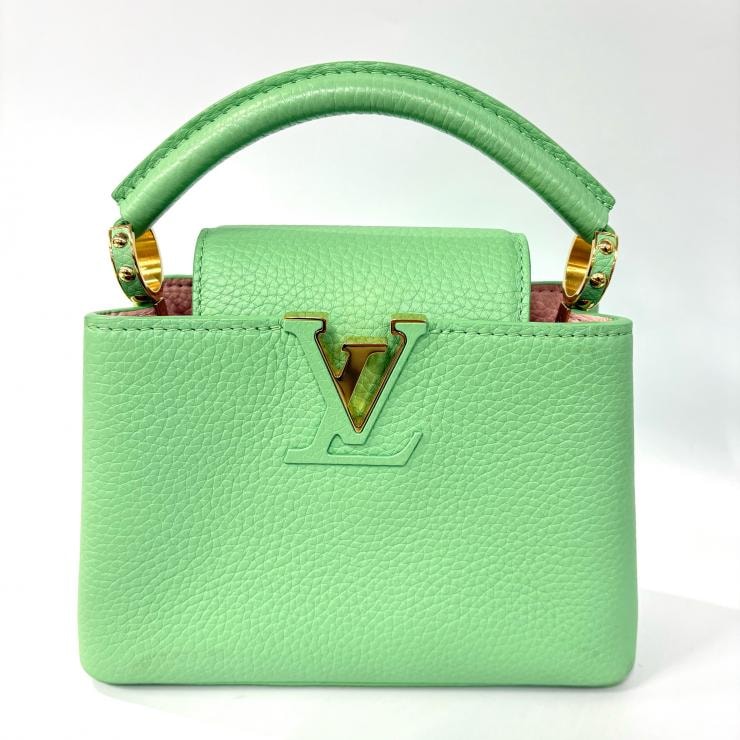 ルイヴィトン LOUIS VUITTON カプシーヌ ミニ M59928 ヴェールポム トリヨン グリーン【鑑定済み】正規品