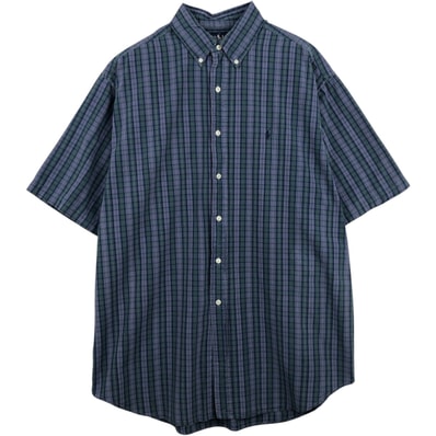古着 ラルフローレン Ralph Lauren BLAKE 半袖 ボタンダウン チェックシャツ メンズL相当/eaa648886
