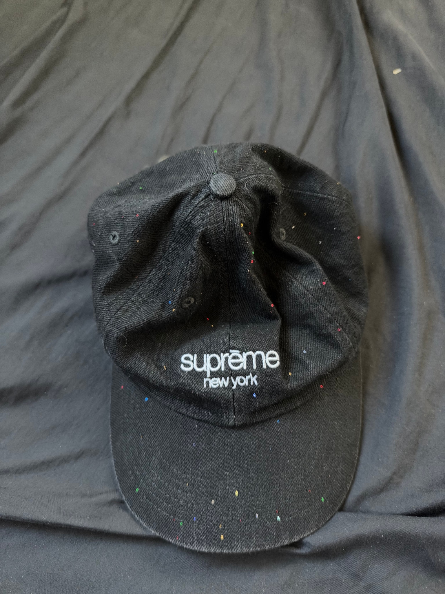 Supreme Sequin Denim Classic Logo 6-Panel "Black"