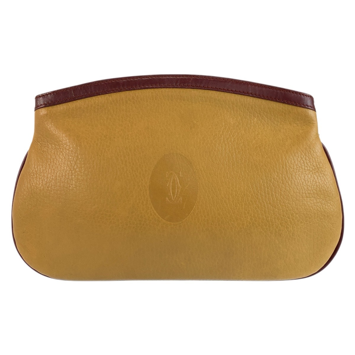 CARTIER カルティエ ヴィンテージ マストライン イエロー ボルドー ゴールド金具 レザー クラッチバッグ ポーチ 601930 【中古】