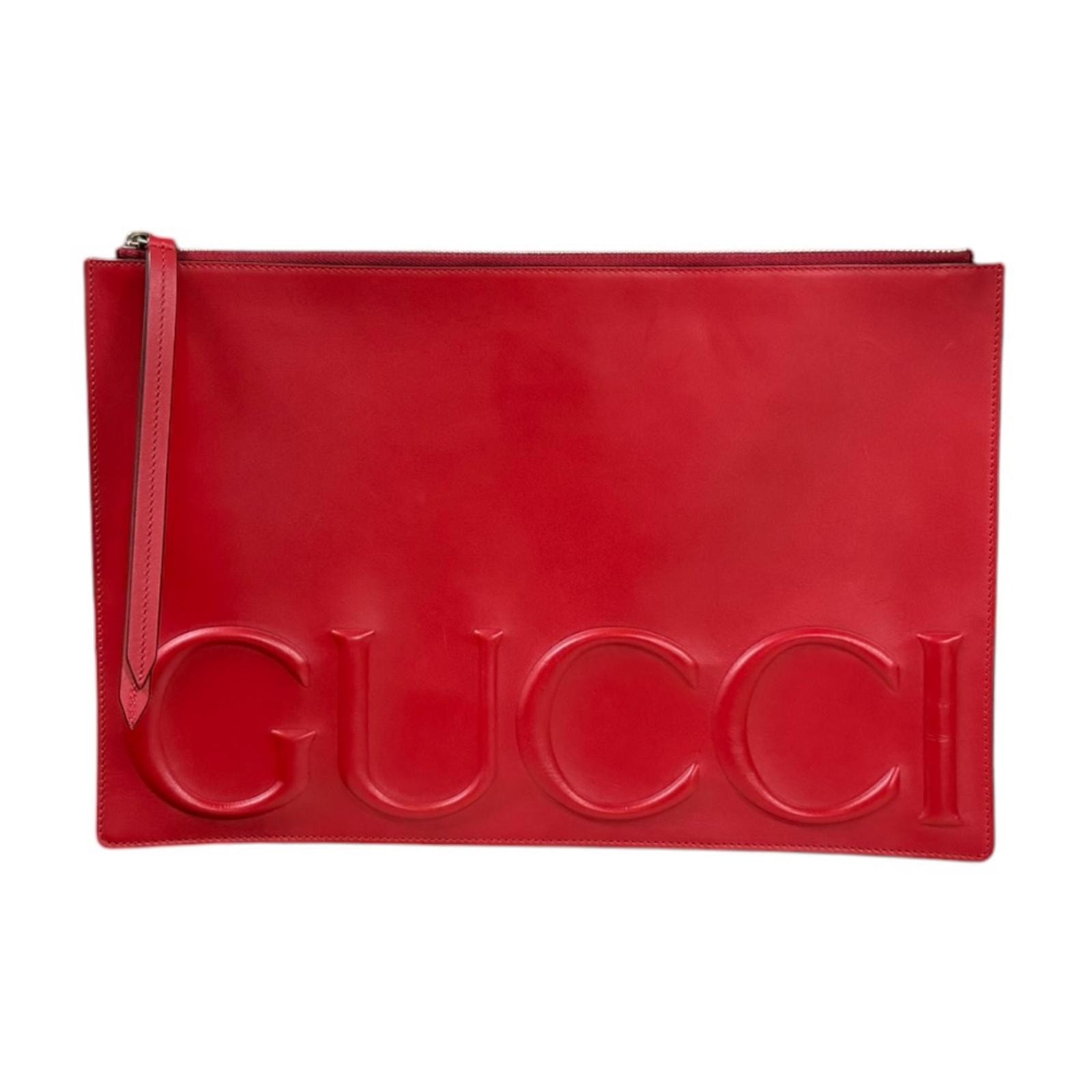 グッチ グッチXL クラッチバッグ レザー 421853 レッド レディース GUCCI  中古
