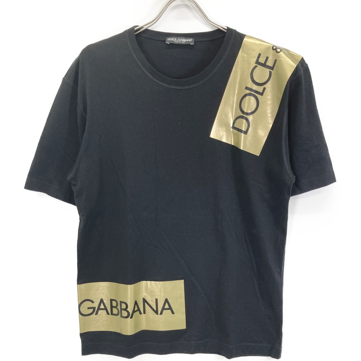 ドルチェアンドガッバーナ G8HS4T ブラック テープロゴ Tシャツ 46