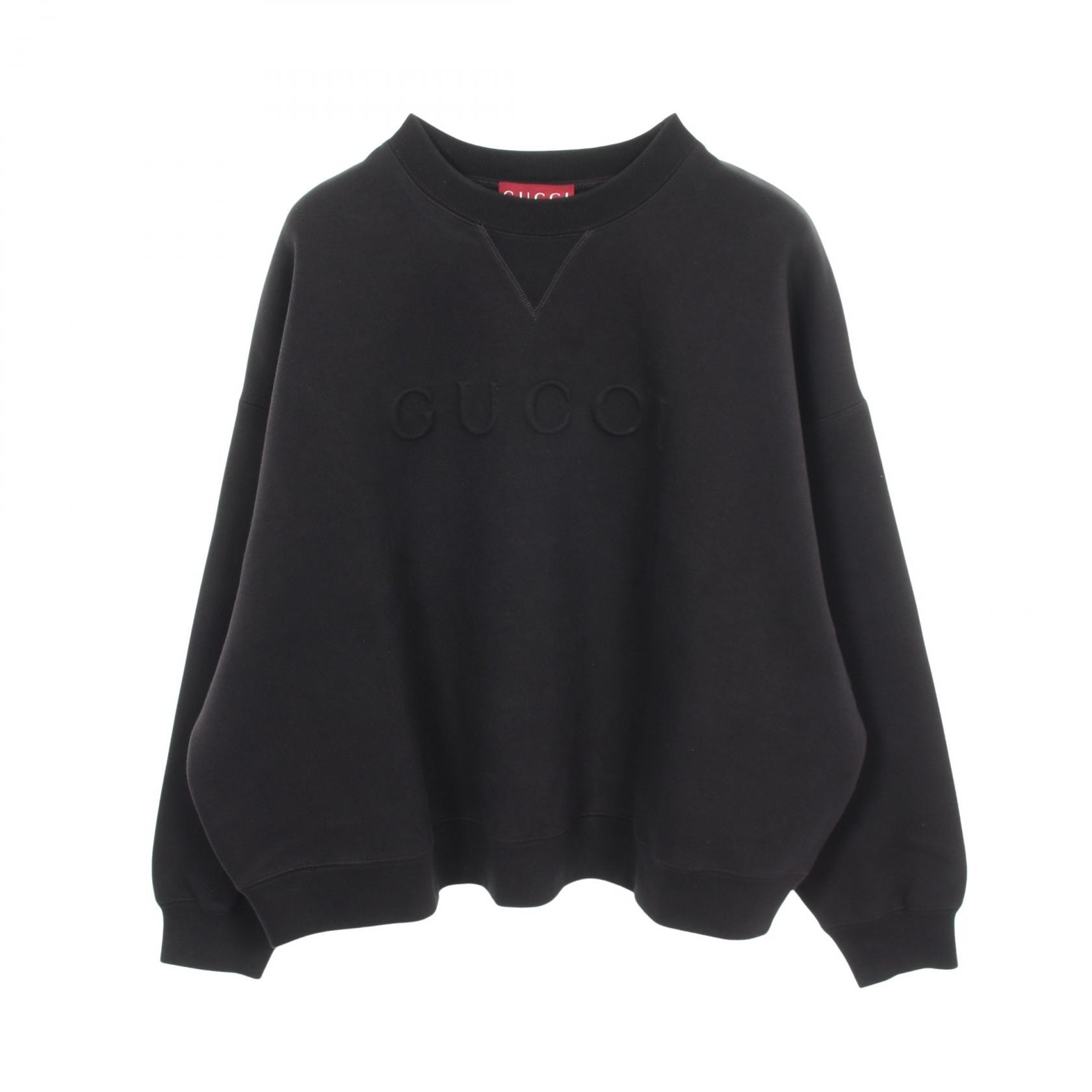 グッチ GUCCI エンボスロゴ スウェット 衣料品 トップス コットン メンズ ブラック系 【中古】