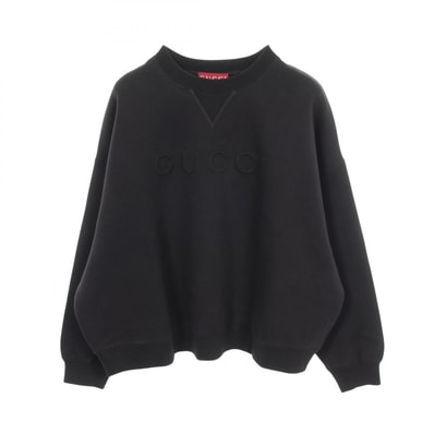 グッチ GUCCI エンボスロゴ スウェット 衣料品 トップス コットン メンズ ブラック系 【中古】