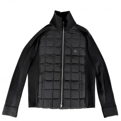 LOUIS VUITTON ルイヴィトン ブルゾン LVロゴ 異素材 ダウンブルゾン アパレル 服 アウター 50 ブラック 黒 シルバー金具 メンズ 秋 冬【中古品】