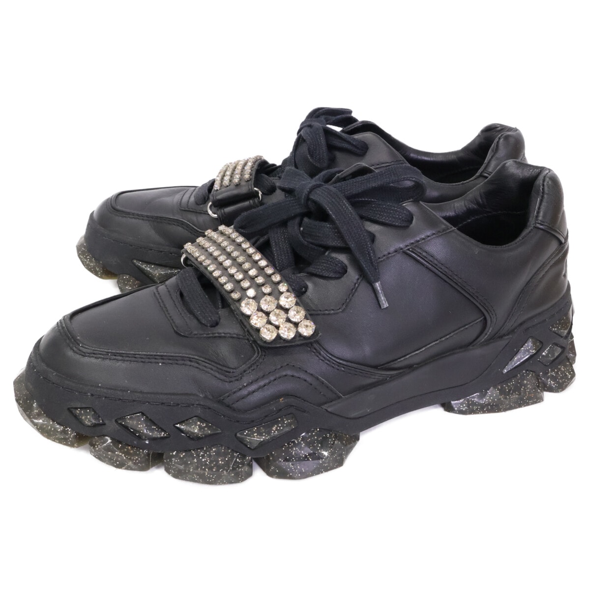 ジミーチュウ DIAMOND ビジューストラップ レザー スニーカー/ 42
