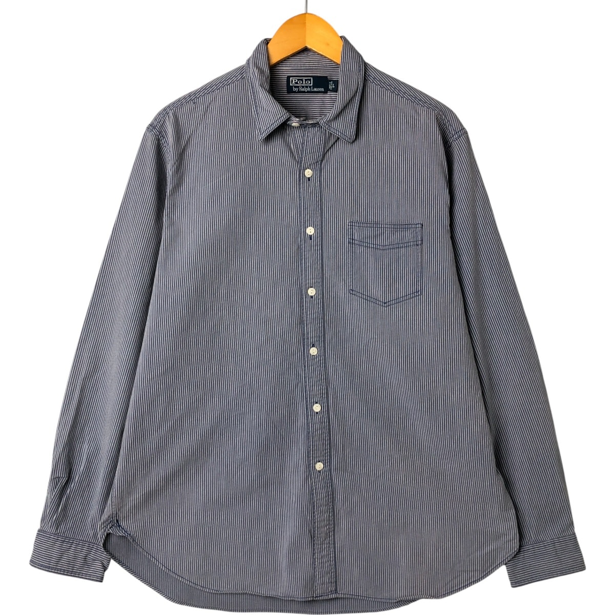 古着 ラルフローレン Ralph Lauren POLO by Ralph Lauren 長袖 コットンストライプシャツ メンズL相当/eaa547416