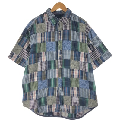 古着 ギャップ GAP パッチワーク 半袖 ボタンダウン チェックシャツ メンズXL相当/eaa565385 【中古】 【250712】/eaa565385