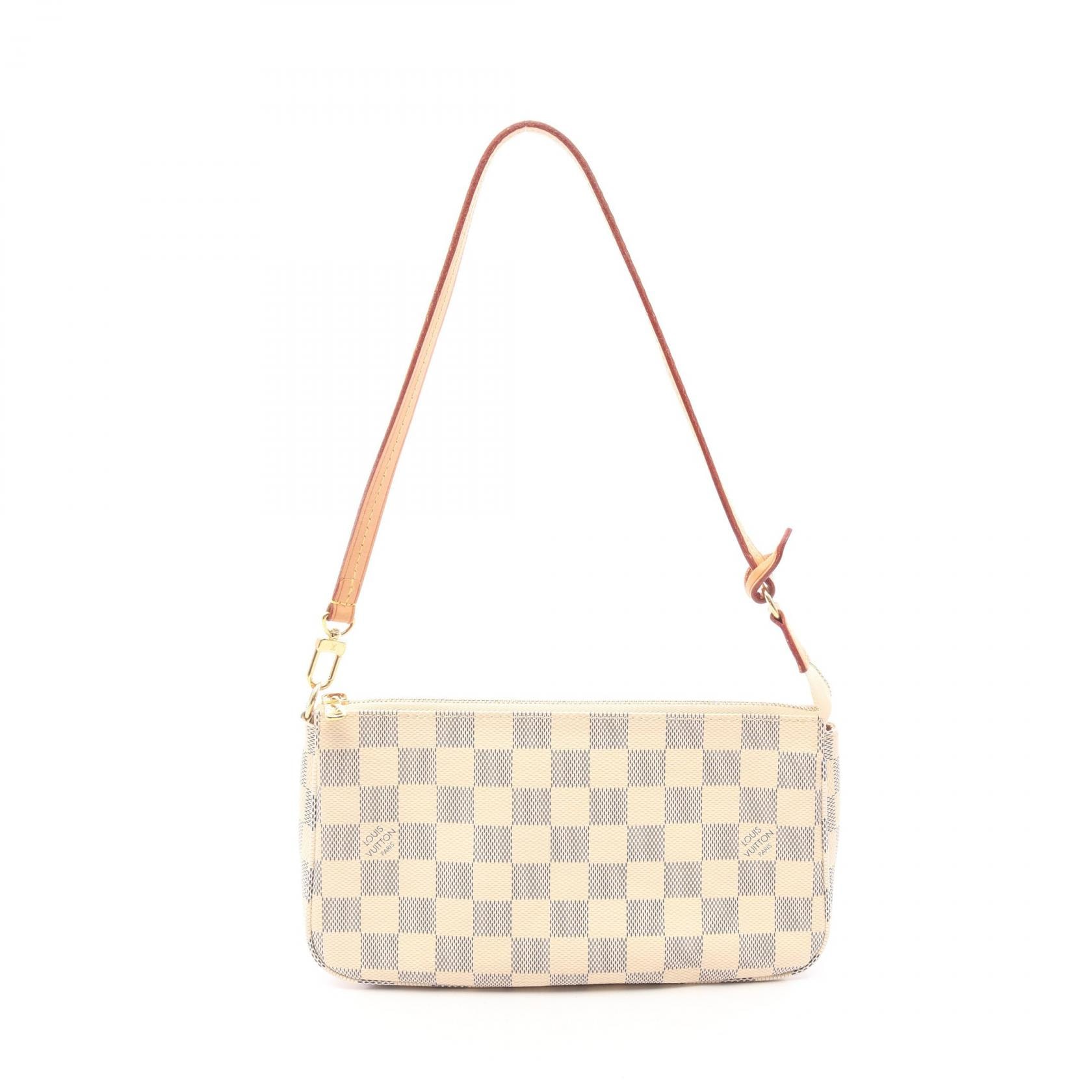 ルイ・ヴィトン LOUIS VUITTON ポシェットアクセソワール ダミエアズール ハンドバッグ バッグ PVCコーティングキャンバス レザー レディース ホワイト系 N41207 【中古】