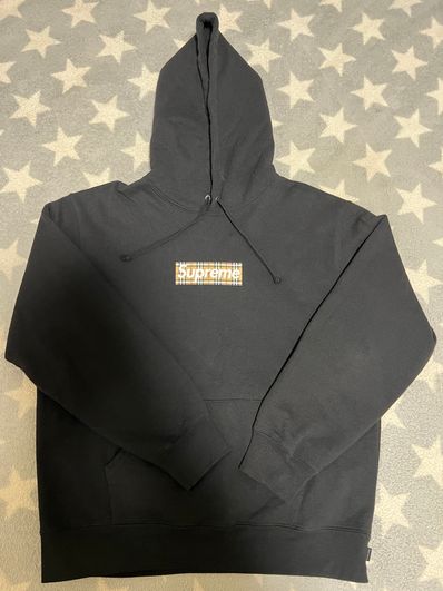 Supreme / Burberry Box Logo Hooded Sweatshirt "Black"
