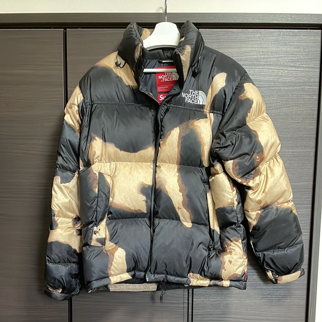 Supreme x The North Face Bleached Denim Print Nuptse Jacket "Black"