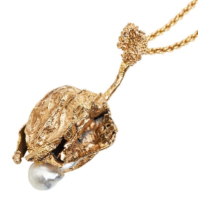 ディオール リーフモチーフ チェーン ペンダント ネックレス ゴールド メッキ フェイクパール レディース Dior 【中古】