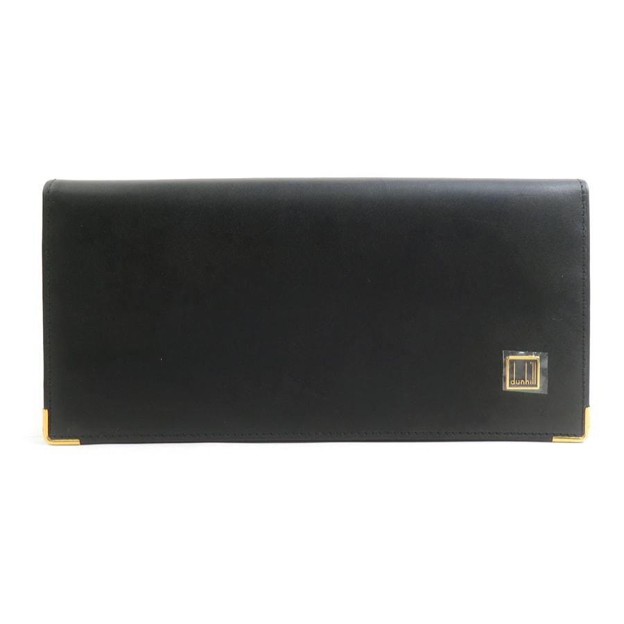 ダンヒル Dunhill 二つ折り長財布 レザー ブラック メンズ【中古】 h32067a