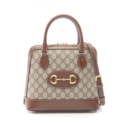 グッチ GUCCI ホースビット1955 GGスプリーム スモール トップハンドルバッグ 2WAY ハンドバッグ バッグ PVCコーティングキャンバス レザー レディース ベージュ系 / ブラウン系 621220 【中古】