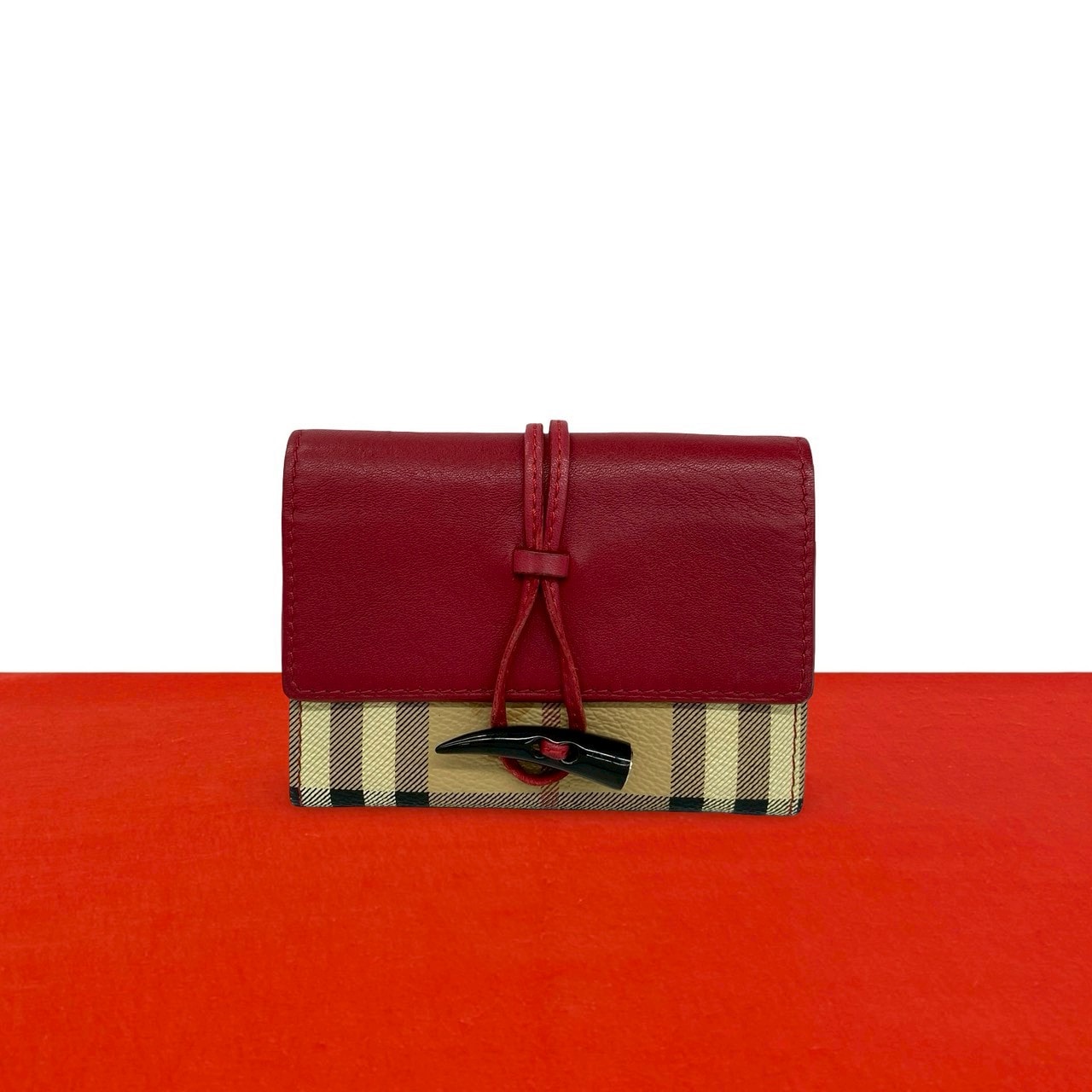 BURBERRY バーバリー ノバチェック シャドーホース 柄 レザー PVC カードケース ベージュ
 86180