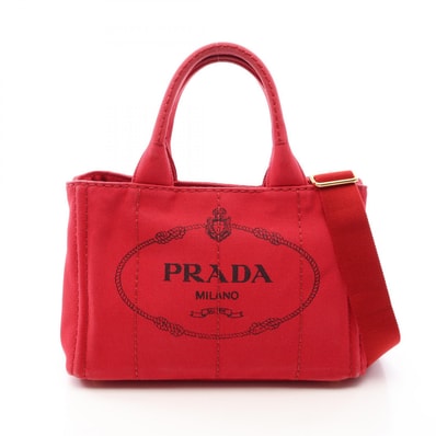 プラダ PRADA CANAPA カナパ 2WAY トートバッグ バッグ キャンバス レディース レッド系 1BG439 【中古】