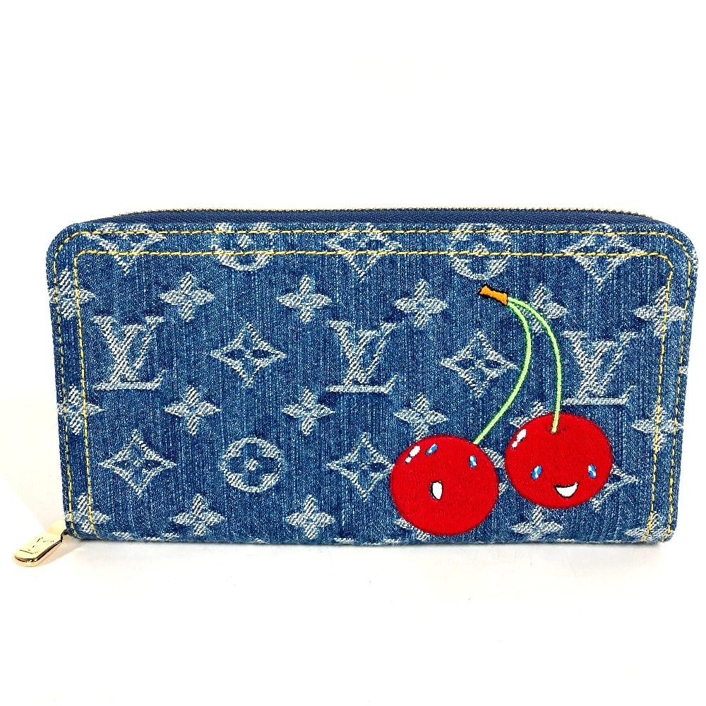 ルイヴィトン LOUIS VUITTON LV × TM ジッピー ウォレット M23161 村上隆コラボ モノグラムデニム チェリー ロングウォレット ラウンドファスナー 財布 長財布 ブルー 未使用