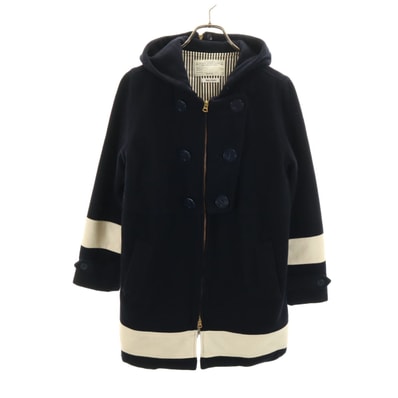 BEAMS BOY ビームスボーイ 日本製 フーデッド ウールコート ネイビー
