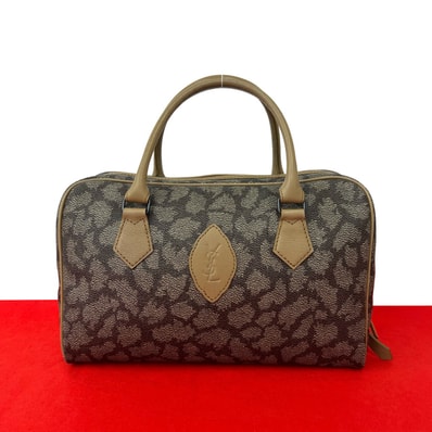 YVES SAINT LAURENT イヴ・サンローラン YSL ロゴ ジラフ 柄 PVC レザー ハンドバッグ ベージュ
58517