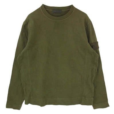 STONE ISLAND ストーンアイランド 23SS 7815611F3 Ghost Pieces ゴーストピース コンパス ロゴ コットン クルーネック 長袖 Tシャツ ロンT スウェット カーキ系 L【中古】