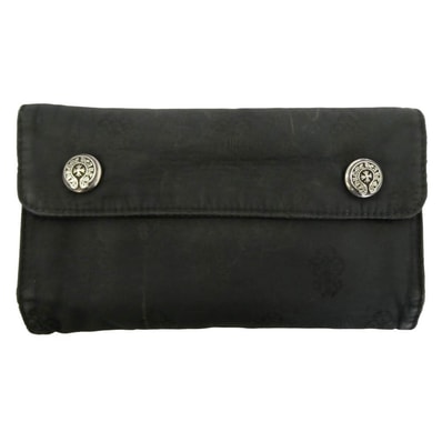 CHROME HEARTS クロムハーツ(原本無) WAVE ウェーブウォレット ホースシューボタン 総柄 ナイロンウォレット 財布 ブラック系【中古】