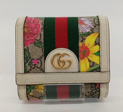 GUCCI Ophidia GG Flora Wallet "White"