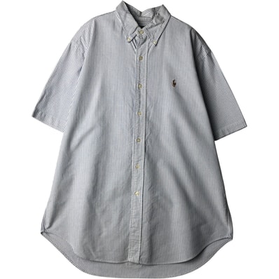 古着 ラルフローレン Ralph Lauren CLASSIC FIT クラシックフィット 半袖 ボタンダウン ストライプシャツ メンズL相当/eaa640683