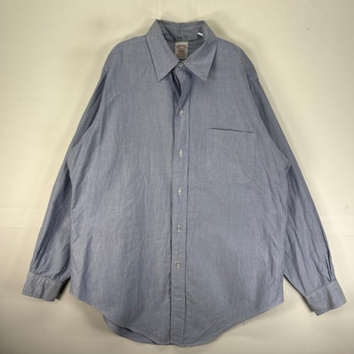 古着 70's/70年代 ヴィンテージ ブルックスブラザーズ Brooks Brothers 長袖シャツ 6ボタン USA製 M ブルー系 無地 メンズ
