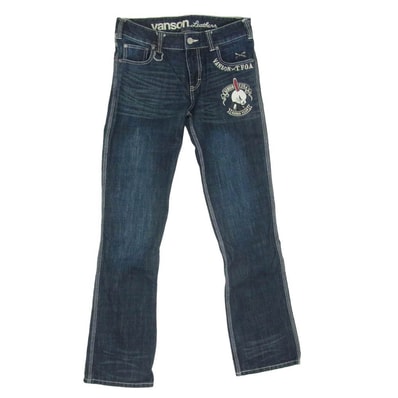 VANSON バンソン ロゴ ししゅう ストレート デニム パンツ インディゴブルー系 30【中古】