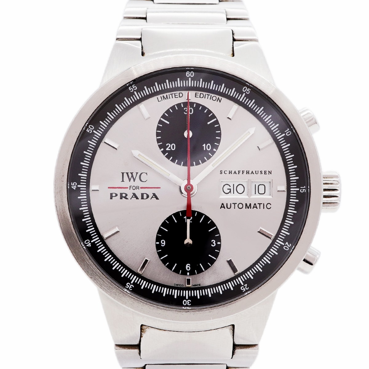 ★SALE【6wib0134】IWC アイダブリューシー シャフハウゼン GST クロノグラフ プラダ IW370801 シルバー文字盤【中古】腕時計 メンズ