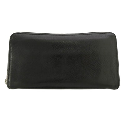 CHROME HEARTS クロムハーツ(原本無) インボイス付属 REC F ZIP プレーン ラウンドジップ レザーウォレット 長財布 ブラック系【中古】