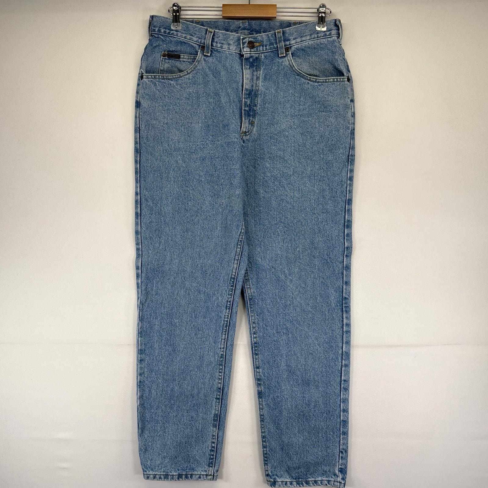 古着 90's/90年代 リー Lee USA製 デニム パンツ テーパード ジーパンデニム 5ポケット ジッパーフライ W36×L30  ブルー系 メンズ