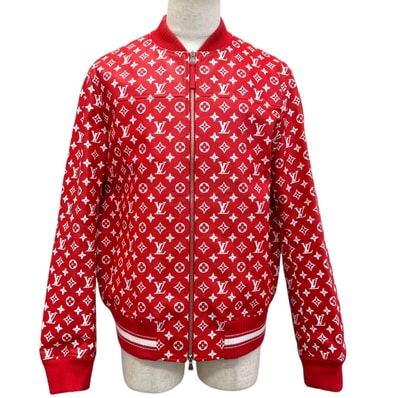 Supreme x Louis Vuitton Leather Baseball Jacket "Red"