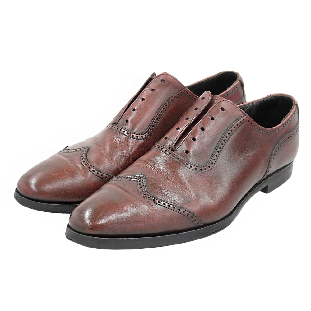 クロケット&ジョーンズ 別注 8956 LINDSEY セミブローグ ウィングチップシューズ バーガンディ 8 1/2E 8 1/2E